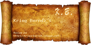 Krieg Bernát névjegykártya